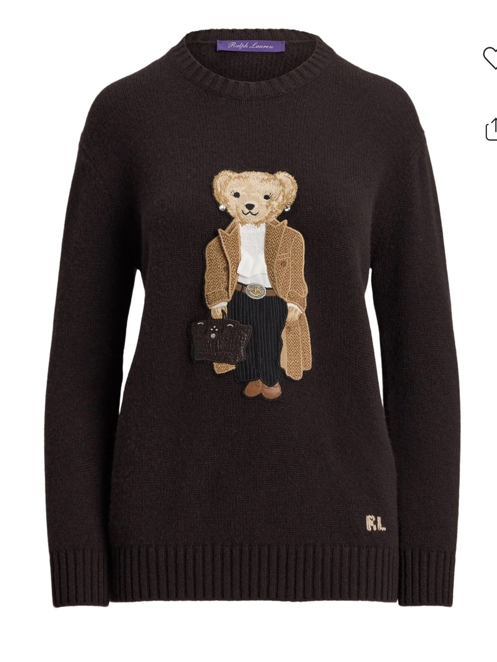 Ralph Lauren Collection Women's Polo Bear Wool Sweater - Chocolate